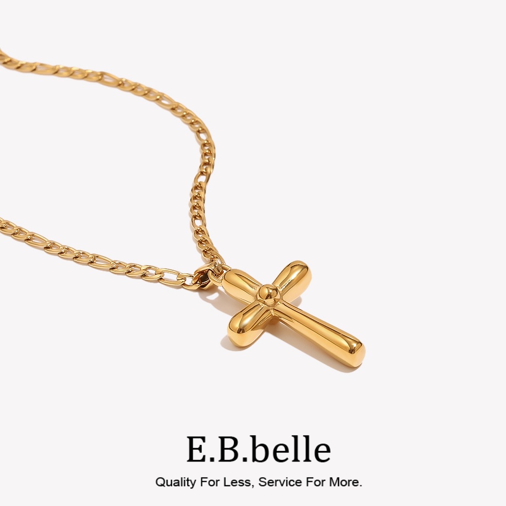 Birth Flower Necklace - E.B.belle Cadena Figaro Collar cruzado liso