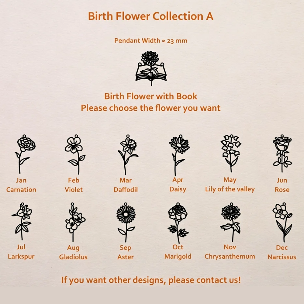 Collar con colgante hueco en f - Birth Flower Necklace reseña y precio