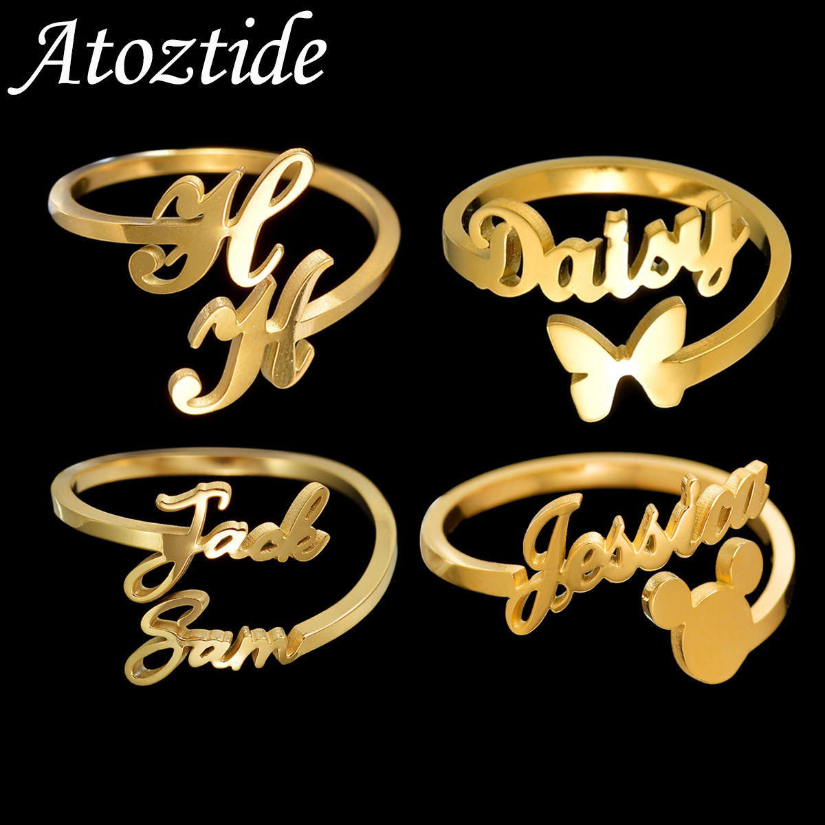 Atoztide-anillos con nombres p - Initial Ring Custom reseña y precio